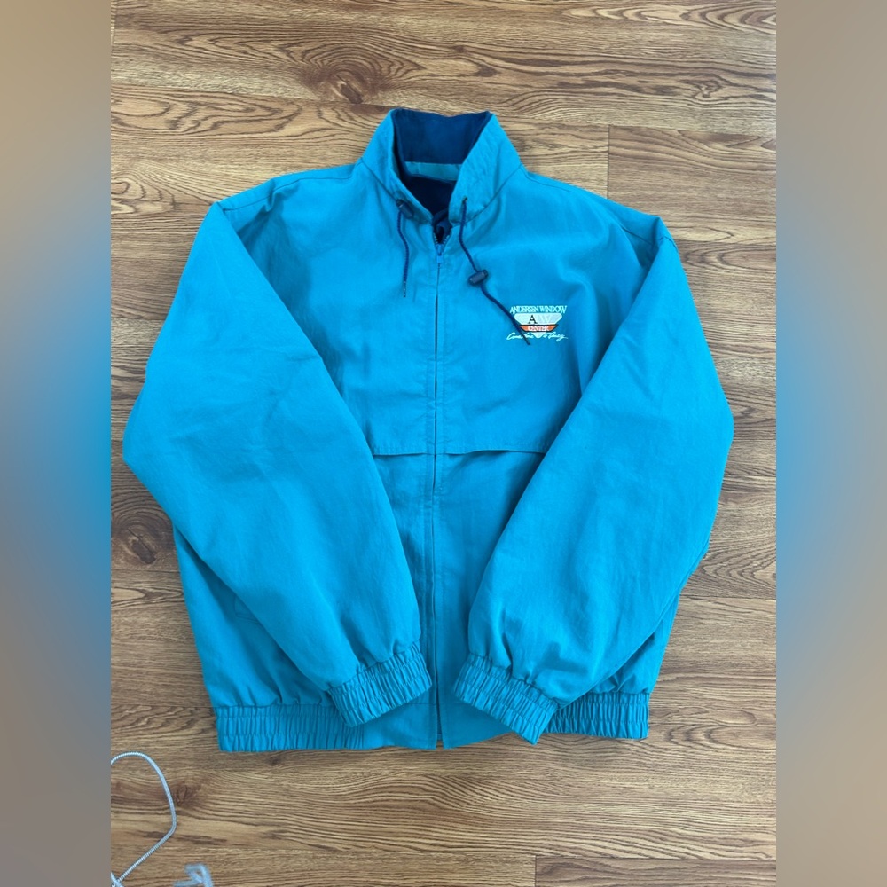 Teal and Navy Blue windbreaker oversized bomber jacket